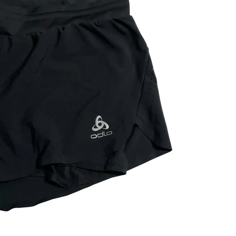 Odlo Womens Athletic Shorts Size Medium Black Zero Weight Drawstring Running